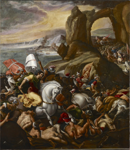 1154.  ORAZIO BORGIANNI (Roma, h. 1575-1616)El apóstol Santiago en la batalla de Clavijo (844).