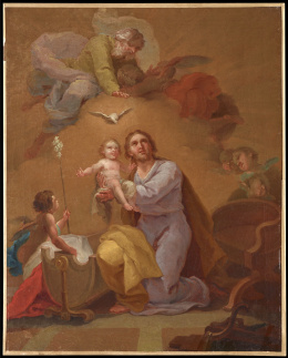 911.  JACINTO GÓMEZ PASTOR (La Granja de San Ildefonso, Segovia, 1746- Madrid, 1812)San José con el Niño, Dios Padre y el Espíritu Santo.
