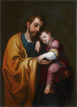 2033.  BARTOLOMÉ GONZÁLEZ Y SERRANO (Valladolid, 1564- Madrid, 1627)“San José con el Niño”.