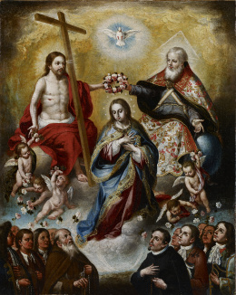 541.  BERNARDO LORENTE GERMÁN (Sevilla, 1685-1757)Coronación de la Virgen con Ambrosio de Spínola, arzobispo de Sevilla, y otros ilustres sevillanos.