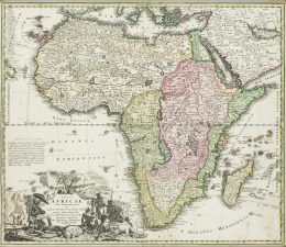 910.  JOHANN BAPTIST HOMANN (Cartógrafo alemán, 1664 - 1724)“Totius Africae Nova Representatio”..