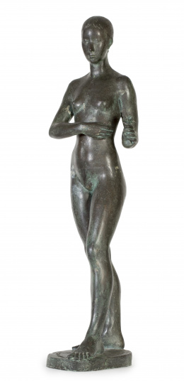 835.  OCTAVIO VICENT (Valencia, 1913 - 1999)Figura femenina con una flor en la mano.