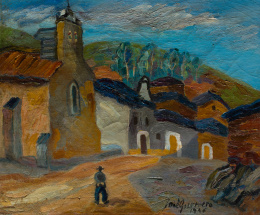 263.  JOSÉ GUERRERO (Granada, 1914 - 1992)“Vista de pueblo”, 1946.
