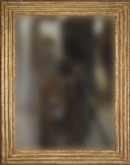 1170.  Espejo de madera tallada., estucada y dorda.Trabajo francés, pp. del S. XIX.