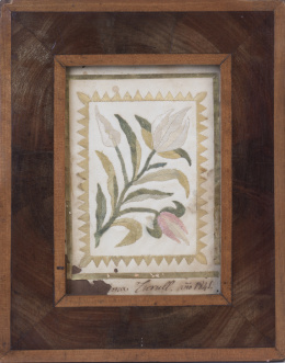 455.  “Ramillete de flores”Bordado de hilos de color sobre papel y seda.Firmado y fechado en 1841.