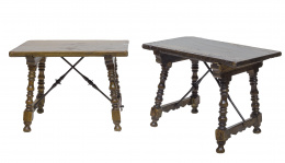 999.  Dos bufetes de estrado de madera de nogal.Trabajo español, S. XVII.