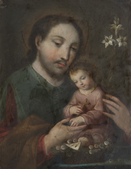 791.  ESCUELA MEXICANA, SIGLO XVIIISan José con el Niño