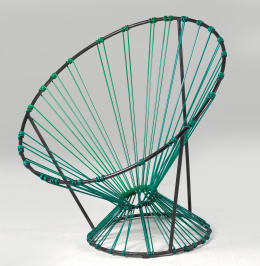 1031.  Pierre Guariche (1926-1995)SillaTati,Armazón metálico con asiento tejido con cordón de PVC..