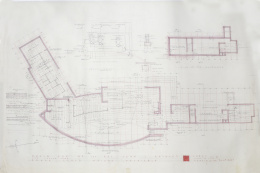 1032.  FRANK LLOYD WRIGHT (Richland Center, Wisconsin, 1867- Phoenix, Arizona, 1959)Dos planos de la casa de Joyce y John Rayward, New Canaan, Connecticut, 1955.