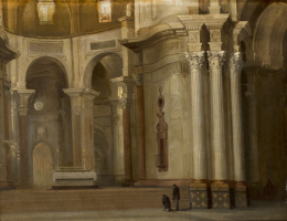 723.  ESCUELA ESPAÑOLA SIGLO XIXInterior de iglesia.