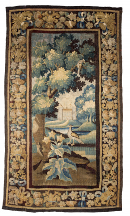 1214.  Tapiz "Verdure" en lana y seda.Francia, trabajo de Aubusson, h. 1700