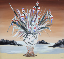 216.  JEAN LURÇAT (Bruyères, 1892 - Saint-Paul-de-Vence, 1966) .Fleurs, mer grise.