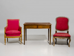 1212.  Silla Luis XV de madera de haya.Trabajo francés S. XVIII.