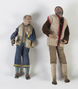 1046.  Escuela napolitana, segunda mitad S. XVIII.Pastor con zamarra.Terracota, armazón en alambre y estopa, madera y ojos en pasta vitrea..