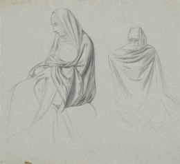 1193.  FRANCISCO LAMEYER Y BERENGUER (Cádiz, 1825-Madrid 1877)Estudio de maternidad y figura oriental.