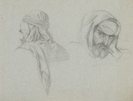 1194.  FRANCISCO LAMEYER Y BERENGUER (Cádiz, 1825-Madrid 1877)Estudio de cabezas orientales.