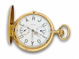 697.  Cronógrafo saboneta LONGINES en oro de 18K. Gran Prix. 02243766.