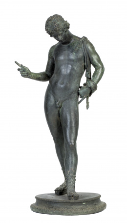 1184.  “Narciso” de bronce patinado, siguiendo a Chiurazzi.Trabajo italiano, Grand Tour, S. XIX.