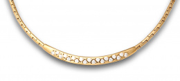 93.  Gargantilla articulada con centro de brillantes en banda articulada de oro de 18K.