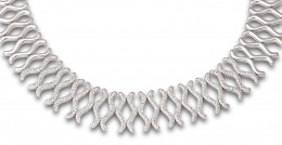 673.  Collar Italiano de pavé de brillantes en aspas sinuosas de oro blanco de 18K. Firmado ANTONIONI.