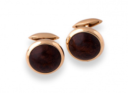 666.  Gemelos con madera de palisandro en cabujones sobre oro rosa.