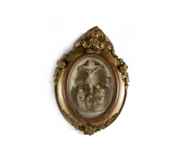 1032.  “Calvario”, tallado en espuma de mar o sepiolita.Trabajo napolitano, S. XIX.