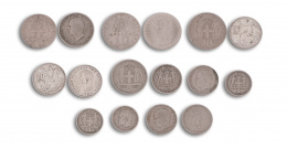 282.  Lote de 16 monedas griegas de los Reyes Pablo y Constantino  de diferentes valores faciales y años.Cupro-níquel.