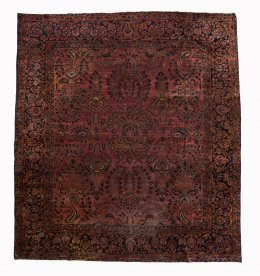 989.  Alfombra persa SAROUG US reimportada, en lana anudada a mano.h. 1900..