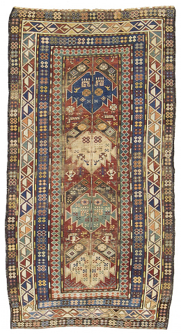433.  Alfombra Caucásica Kuba de campo geométricaNoreste de Azerbaiyan.