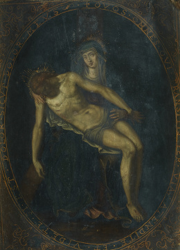 207.  ESCUELA FLAMENCA, SIGLO XVIIPiedad inserta en un óvalo fingido..