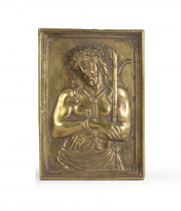 492.  “Cristo atado a la Columna”.Placa devocional en bronce dorado.España. S. XVII - XVIII.