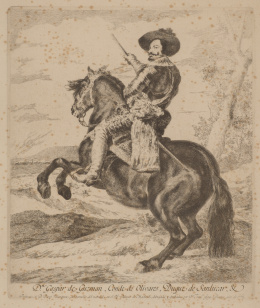 360.  FRANCISCO DE GOYA Y LUCIENTES (Fuendetodos, 1746 - Burdeos, 1828)Retrato ecuestre del Conde Duque de Olivares según Velázquez