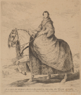 361.  FRANCISCO DE GOYA Y LUCIENTES (Fuendetodos, 1746 - Burdeos, 1828)Retrato ecuestre de Isabel de Borbón según Velázquez