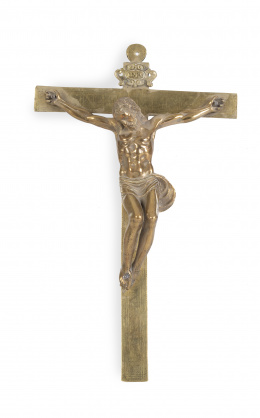 441.  Cristo crucificado, en bronce dorado.España o Italia, S. XVII.