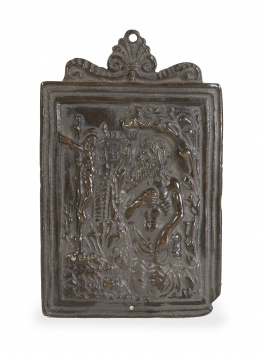 549.  “San Jerónimo”.Placa devocional en bronce.Trabajo italiano, S. XVI.