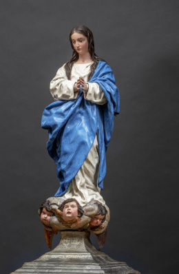 1145.  Alonso Cano? (Granada, 1601 - 1667).Virgen Inmaculada.Madera de cedro tallada y policromada.