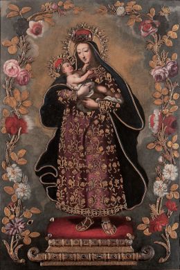 848.  ESCUELA NOVOHISPANA, H. 1700Virgen con niño