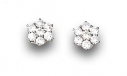 680.  Pendientes rosetones de brillantes que suman 1,70 ctes aprox.