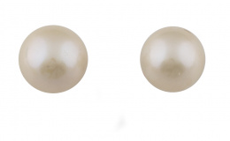 547.  Pendientes de perlas abotonadas de 13 mm en oro blanco de 18K.