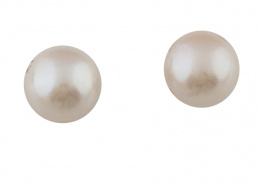 111.  Pendientes de perlas esféricas de 14 mm en oro blanco de 18K.