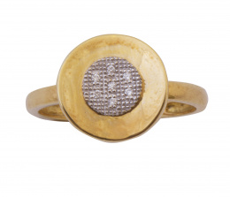 655.  Sorfija con centro circular de pavé de brillantes enmarcado por aro de oro liso