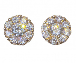 731.  Pendientes rosetones de brillantes en montura de oro rosa de 18K