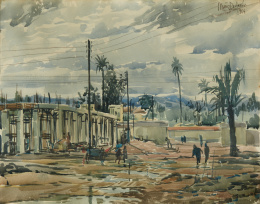 297.  MANUEL MUÑOZ BARBERÁN (Lorca, 1921 - Sangonera la Seca, 2007)“Vista de ciudad”, 1964.