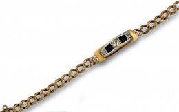 101.  Pulsera de cadena de eslabón barbado en oro de 18K con placa central decorada por brillantes y zafiros.