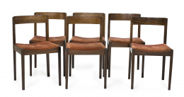 1028.  Juego de seis sillas en madera de palosanto.Dinamarca años 60.