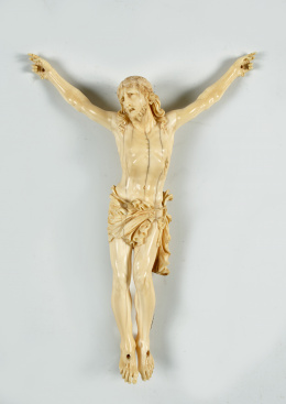 893.  Escuela europea, S. XVIII-XIX.“Cristo”Marfil tallado..