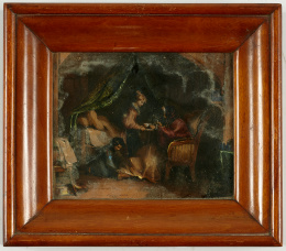 164.  ESCUELA INGLESA, H. 1800Joven cuidando a una anciana..
