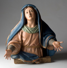 1189.  Escuela andaluza S. XVIII.“Virgen Dolorosa” En madera tallada estucada y policromada. .