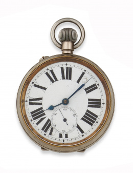 789.  Reloj de Ferroviario de pp s. XX en metal plateado.