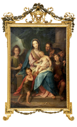 817.  JOSÉ VERGARA GIMENO (Valencia, 1726- 1799)Sagrada Familia con San Juanito y ángeles músicos1789